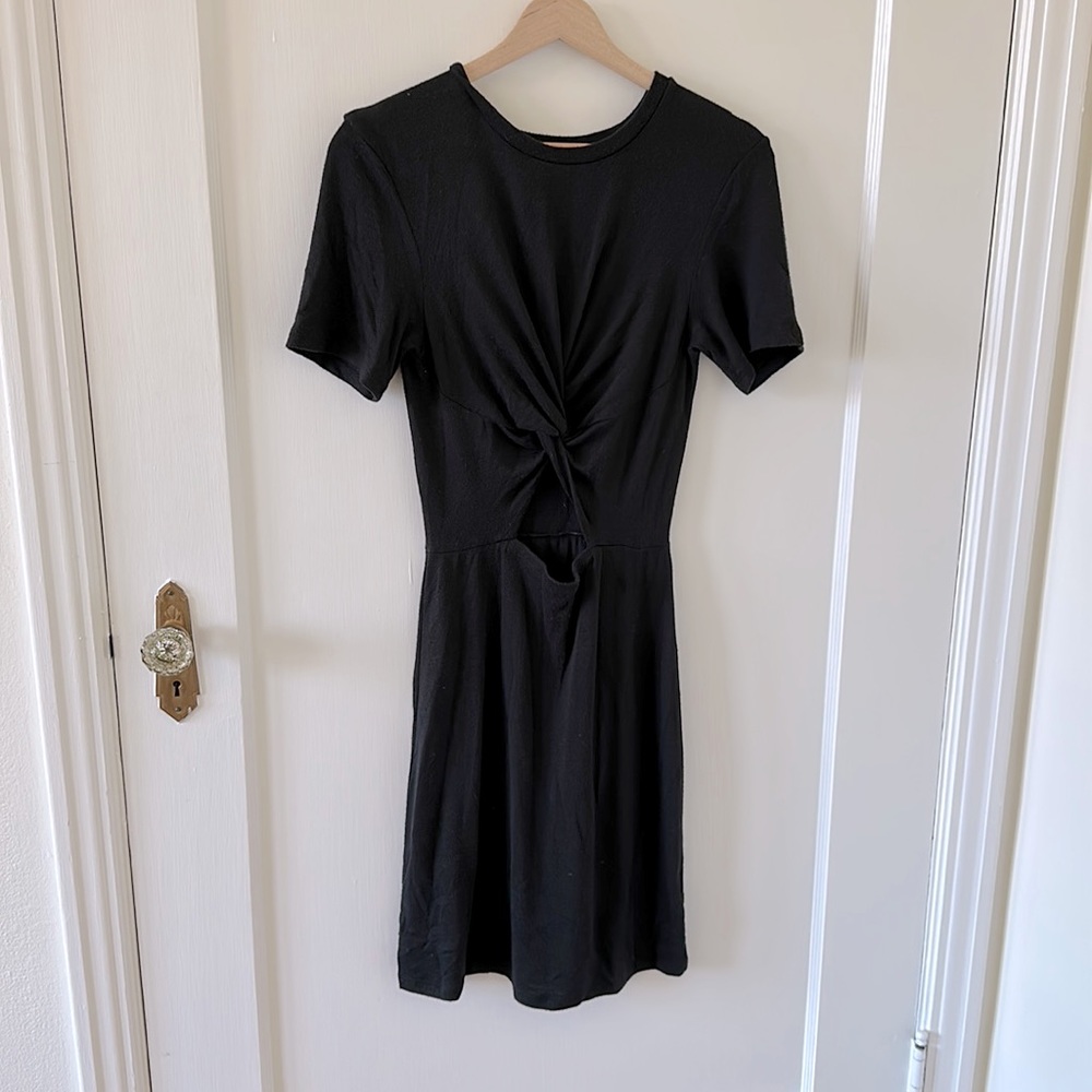 Black cotton cutout dress. S